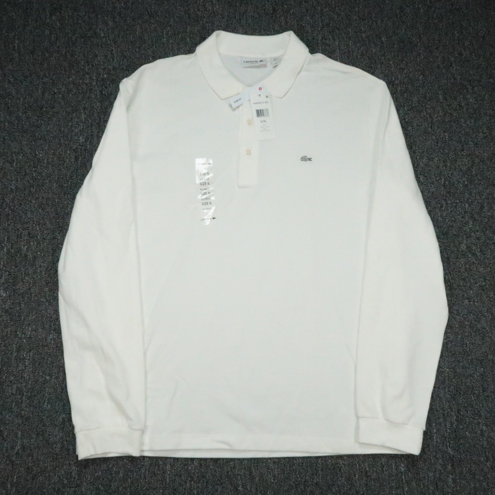 Lacoste Shirt Mens Extra Large White Slim Fit Polo Long Sleeve Pique Stretch